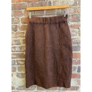 Daily Ritual Modern Minimalist Brown Knit Skirt Pencil Size Small
